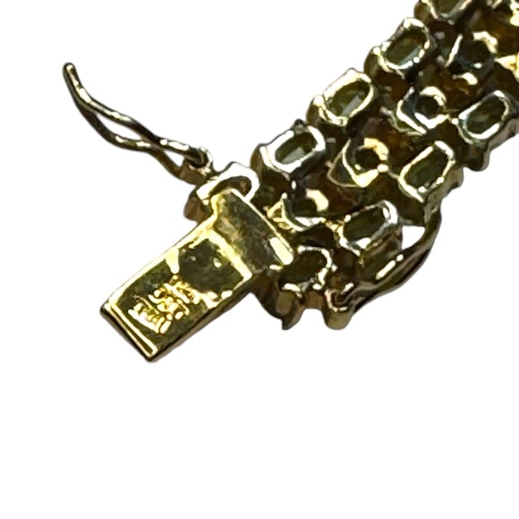 DBJ Dee Berkeley 925 Gold-plated Bracelet with Three Rows of Green Peridot Gem - Picture 4 of 9